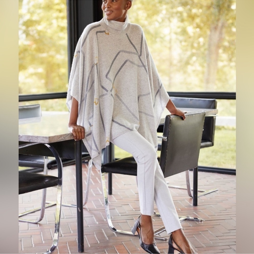 J. McLaughlin Noelle Cashmere Poncho in Neo Buckhead Sweater Sz OS